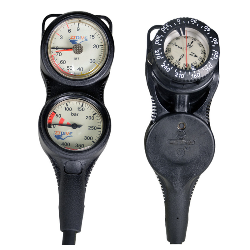 Shockproof Case Scuba Diving Gauges , Scuba Pressure And Depth Gauge With Compass